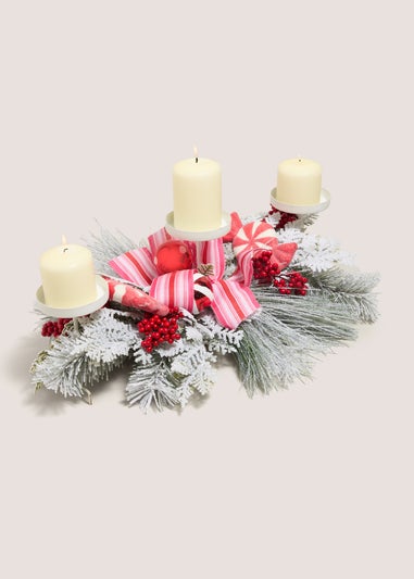 Christmas Candy Cane Candle Centrepiece