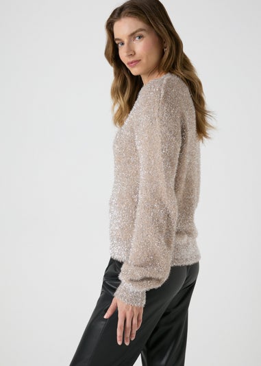 Papaya Petite Cream Tinsel Jumper