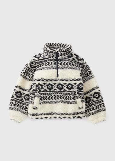 Girls Cream Aztec Borg Fleece (7-15yrs)