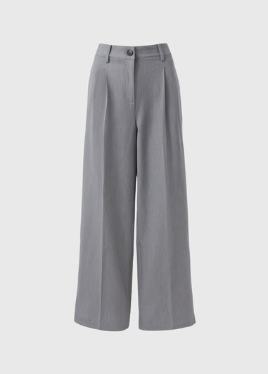 Grey Woven Wide Leg Trousers