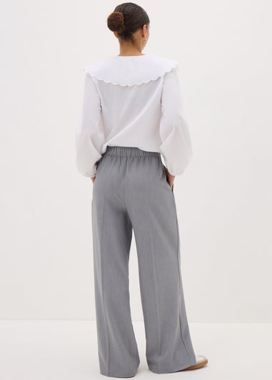 Grey Woven Wide Leg Trousers