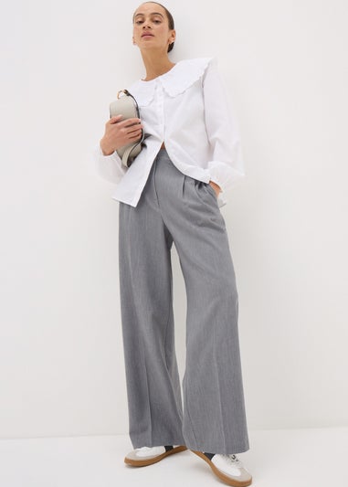 Grey Woven Wide Leg Trousers