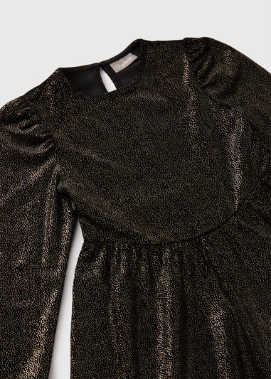 Girls Black Velvet Dress (7-15yrs)