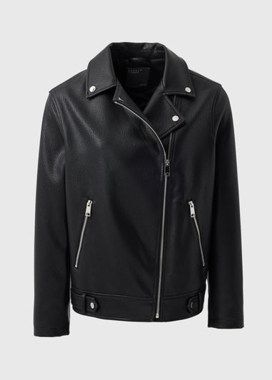 Black Faux Leather Biker Jacket