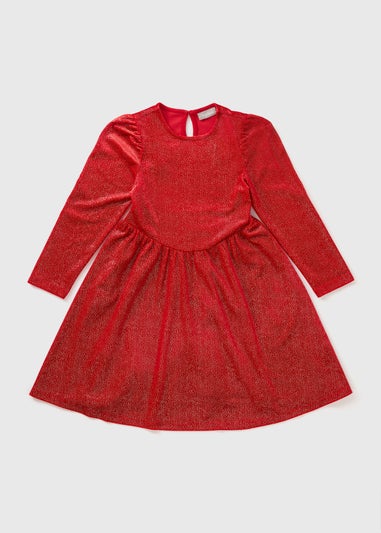 Girls Red Velvet Dress (7-15yrs)