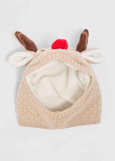 Christmas Baby Brown Reindeer Balaclava Hat (Newborn-24mths)