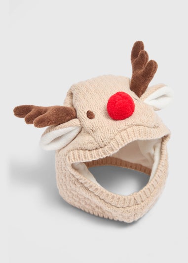 Christmas Baby Brown Reindeer Balaclava Hat (Newborn-24mths)