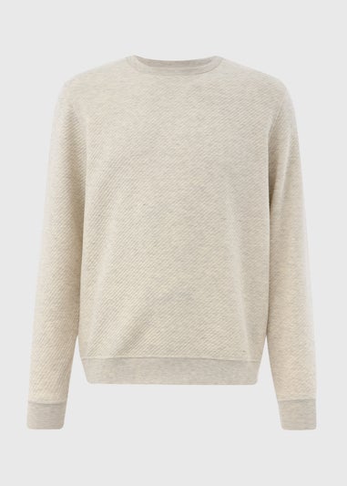 Grey Textured Crew Neck Sweatshirt