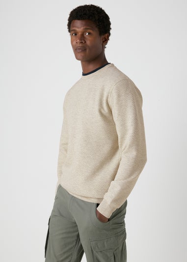 Grey Textured Crew Neck Sweatshirt