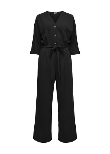 JDY Black Button V-Neck Jumpsuit