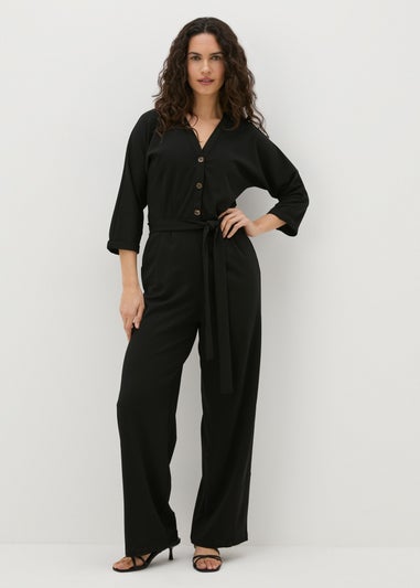 JDY Black Button V-Neck Jumpsuit