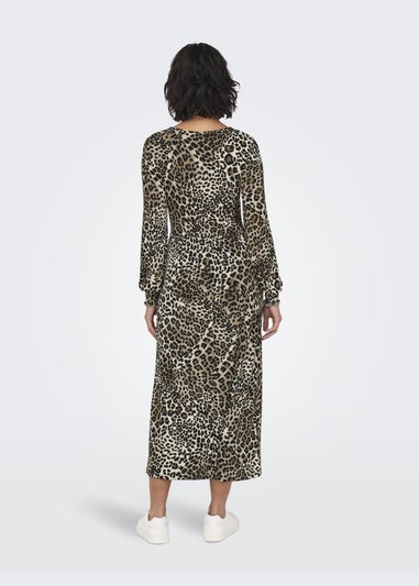 JDY Brown Leopard Print Smock Midi Dress