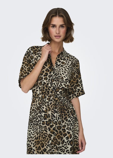 JDY Leopard Print Shirt Midi Dress