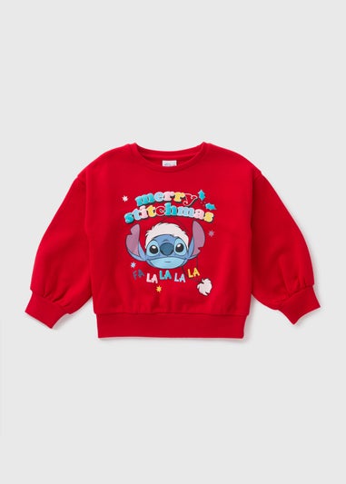 Disney Kids Red Stitch Christmas Sweatshirt (1-13yrs)