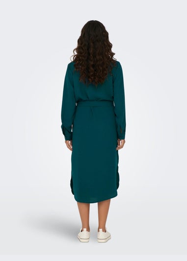 Green Tie Waist Shirt Dress