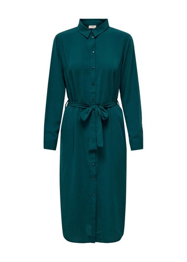 Green Tie Waist Shirt Dress