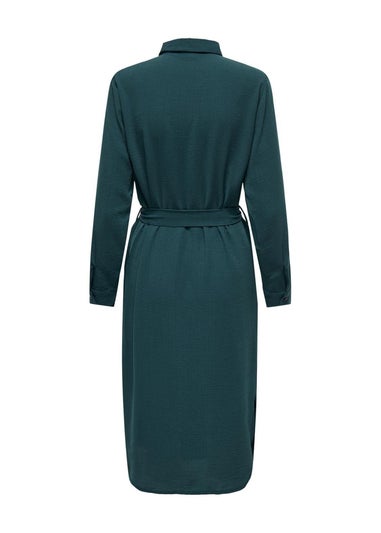 Green Tie Waist Shirt Dress