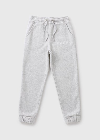 Girls Grey New York Slogan Jogging Bottoms (7-15yrs)