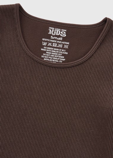 Girls Brown Seamless Long Sleeve Top (7-15yrs)