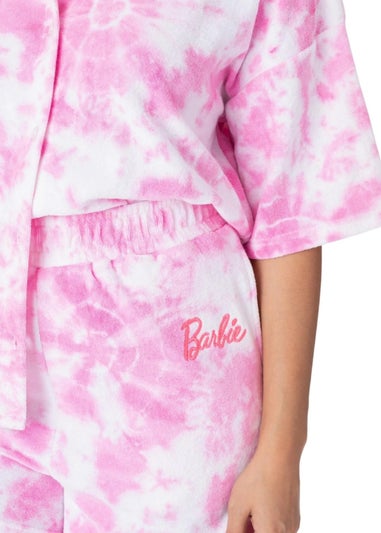 Barbie Pink Tie Dye Towelling T-Shirt & Shorts Set
