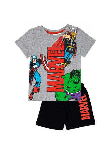 Marvel Boys Black/Grey Superhero Short Pyjama Set (2-8yrs)