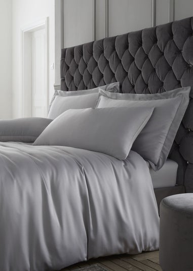 Catherine Lansfield Silky Soft Satin Fitted Sheet Silver