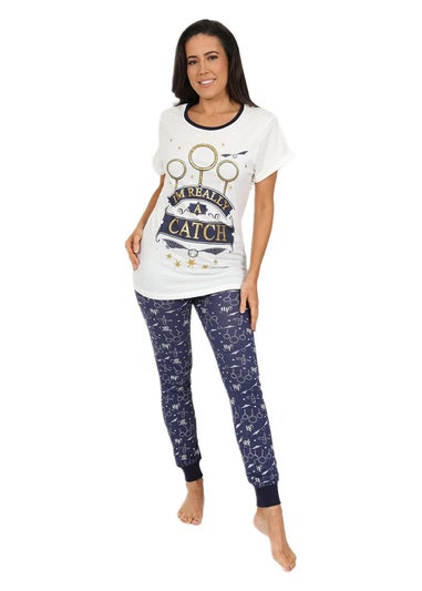 Harry Potter White/Navy Quidditch Short-Sleeved Pyjamas