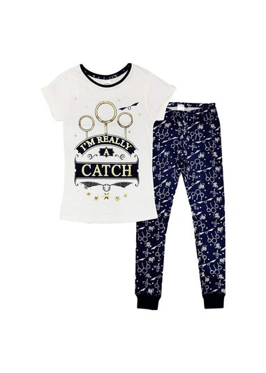 Harry Potter White/Navy Quidditch Short-Sleeved Pyjamas