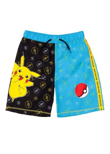 Pokemon Kids Black/Blue Pikachu Pokeball Swim Shorts (4-12 yrs)