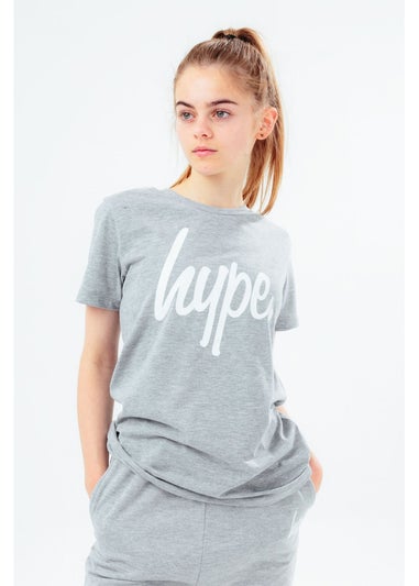 Hype Kids Grey Script Marl T-Shirt (3-16yrs)