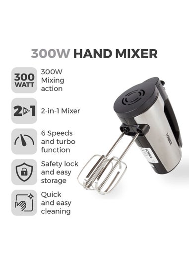 Tower 300W Stainless Steel Hand Mixer