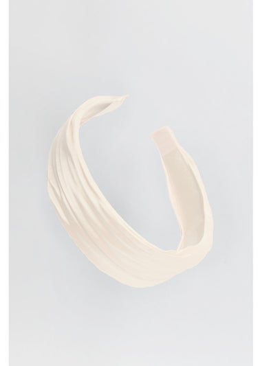 Madein Ivory Satin Ruched Headband