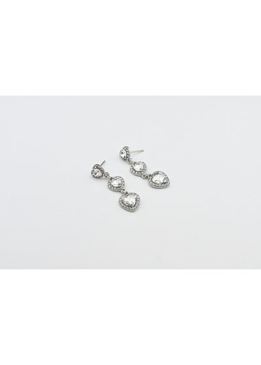 Madein Silver Heart Jewel Drop Earrings