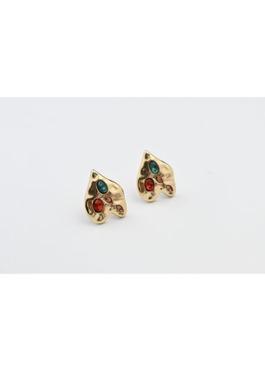 Madein Multi Embellished Jewel Heart Earrings