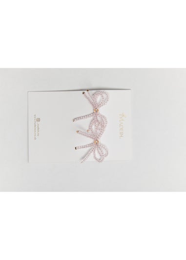 Madein Pink Beaded Bow Earrings