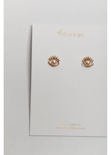 Madein Gold And Ivory Evil Eye Pearl Earrings