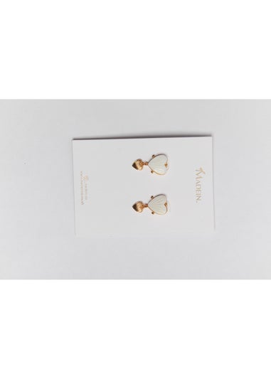 Madein Gold And Ivory Heart Shell Earrings