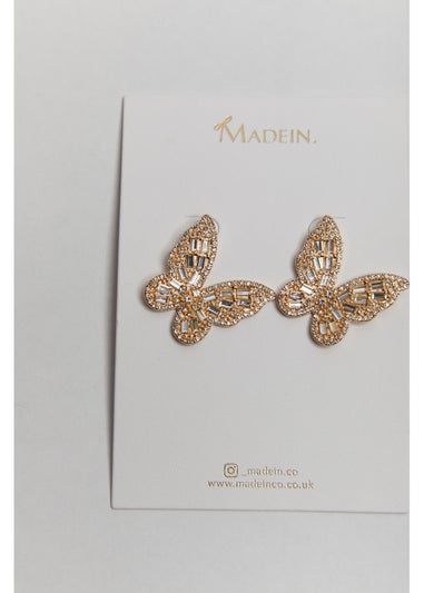 Madein Gold Embellished Butterfly Earrings