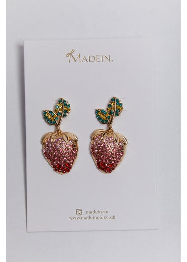 Madein Pink Embellished Strawberry Earrings