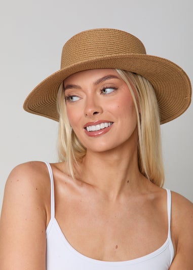 Madein Straw Detailed Trim Boater Hat