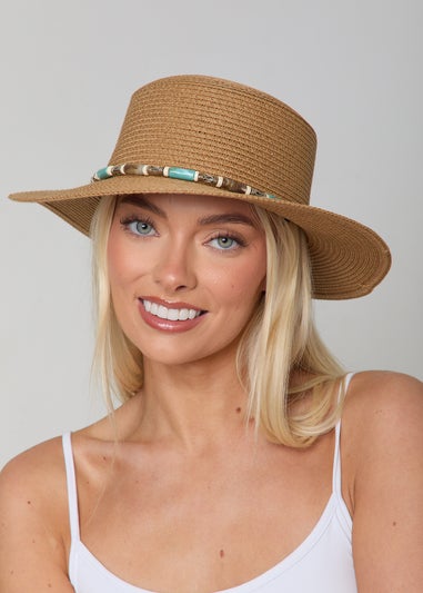 Madein Straw Detailed Trim Boater Hat