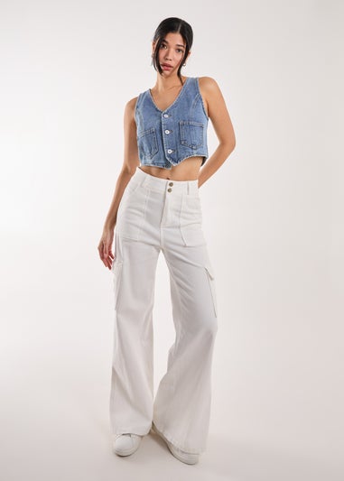 Pink Vanilla Blue Denim Cropped Waistcoat