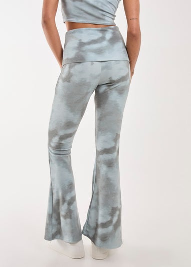 Pink Vanilla Green Tie Dye Rib Fold Over Flares