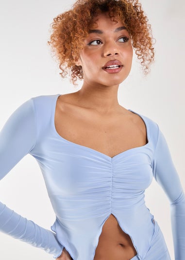 Pink Vanilla Blue Slinky Ruched Butterfly Top