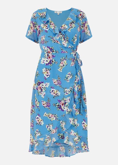 Yumi Blue Floral Wrap Dress