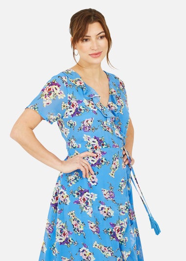 Yumi Blue Floral Wrap Dress