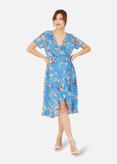 Yumi Blue Floral Wrap Dress