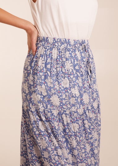 Blue Vanilla Blue Elasticated Waistband Tiered Maxi Skirt