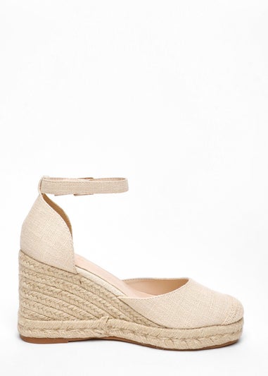 Quiz Cream Natural Woven High Wedges