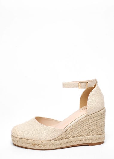 Quiz Cream Woven High Wedges